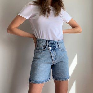 NWT Agolde Criss Cross Upsized High Rise Denim Shorts Momentum Size 30